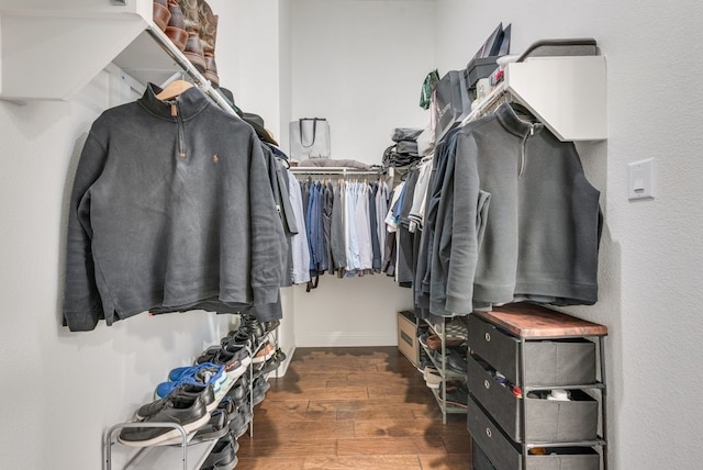 spacious closet with wood finished floors