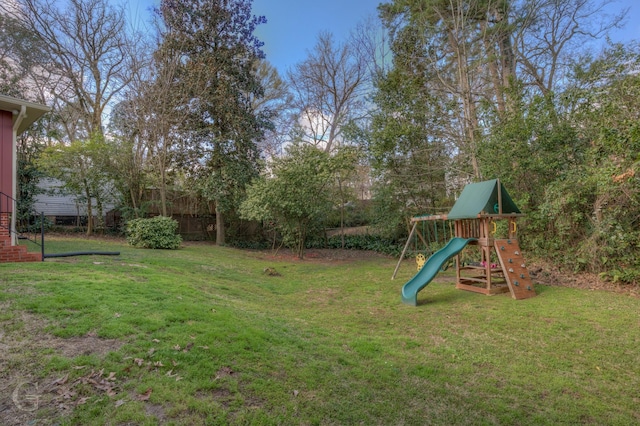 view of yard with a playground