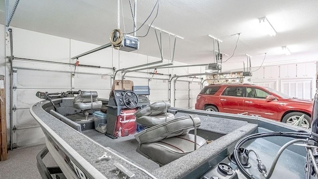 garage with a garage door opener