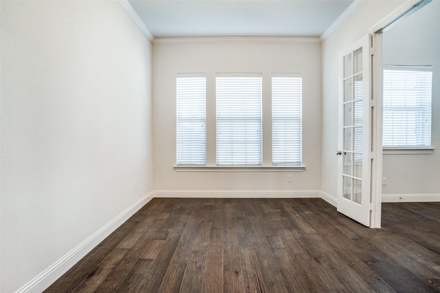 814 Davids Way, Allen, TX 75013 - unfurnished room with crown molding, dark wood-style floors, and baseboards