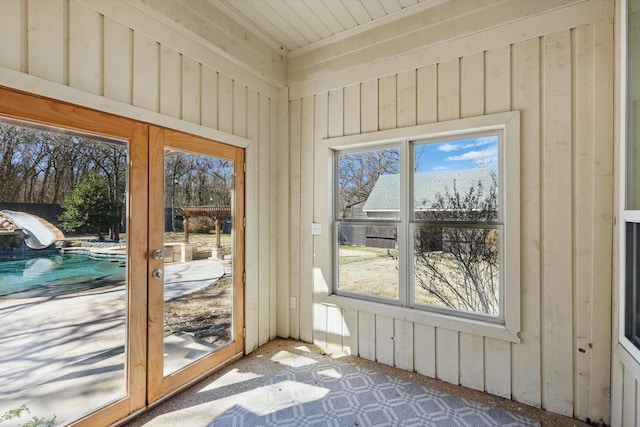 view of unfurnished sunroom