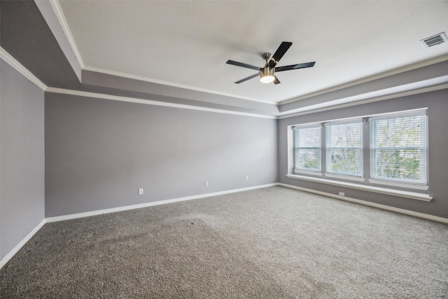 unfurnished room with carpet flooring, baseboards, and visible vents