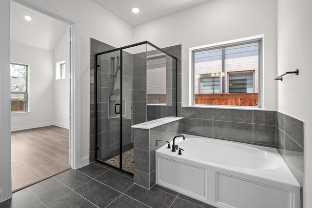 3100 Colt Ln, Celina, TX 75009 - full bath with a garden tub, a stall shower, recessed lighting, tile patterned flooring, and baseboards