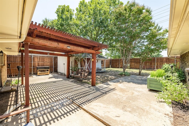 view of patio featuring a fenced backyard