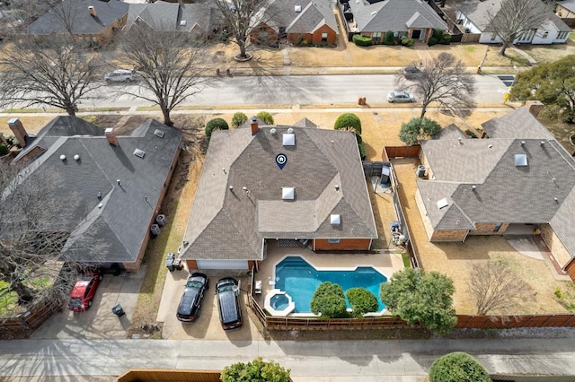 drone / aerial view with a residential view