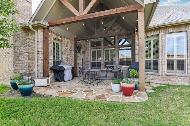 view of patio with area for grilling