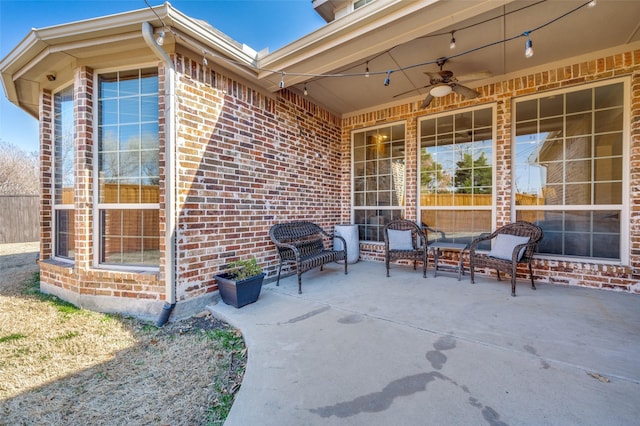 view of patio with a ceiling fan