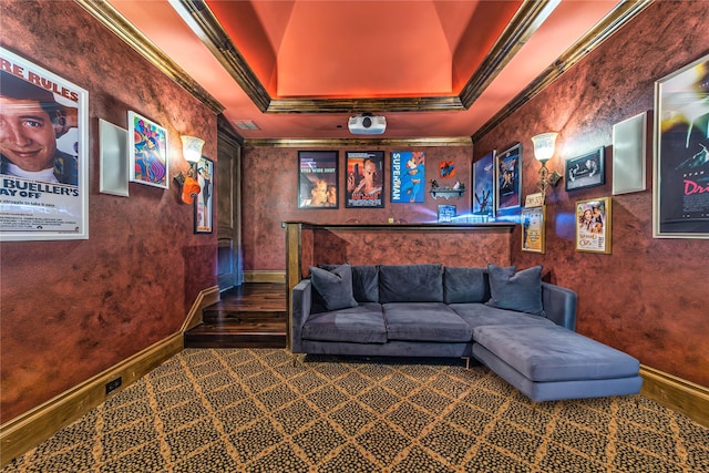 interior space with hardwood / wood-style floors, baseboards, a notable chandelier, and ornamental molding