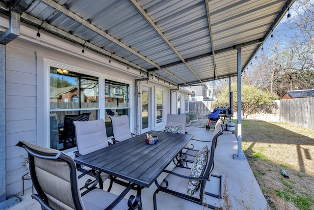 view of patio / terrace with outdoor dining area and a fenced backyard