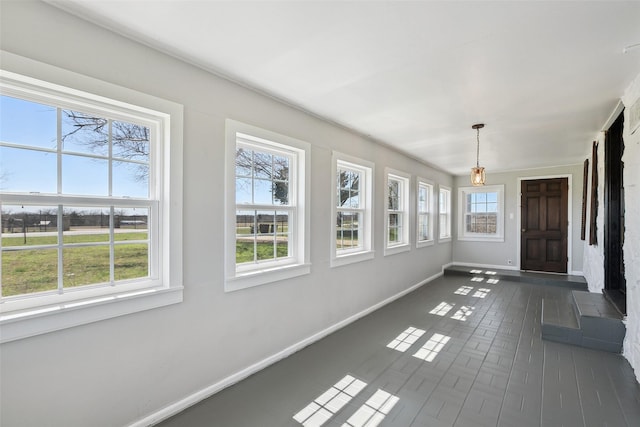 view of unfurnished sunroom