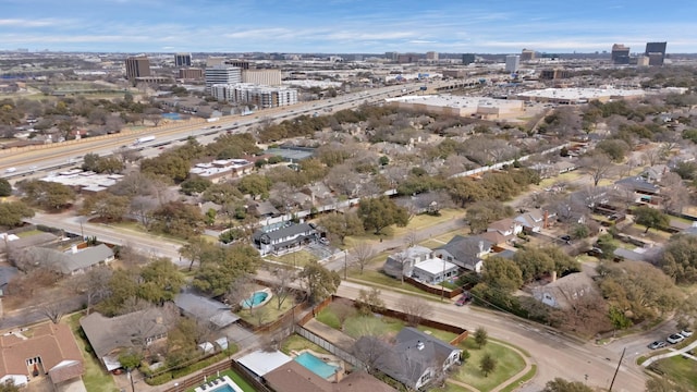 aerial view with a city view