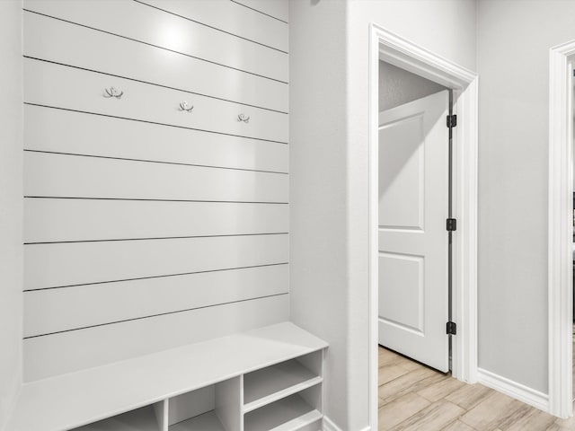 mudroom featuring light wood-style floors