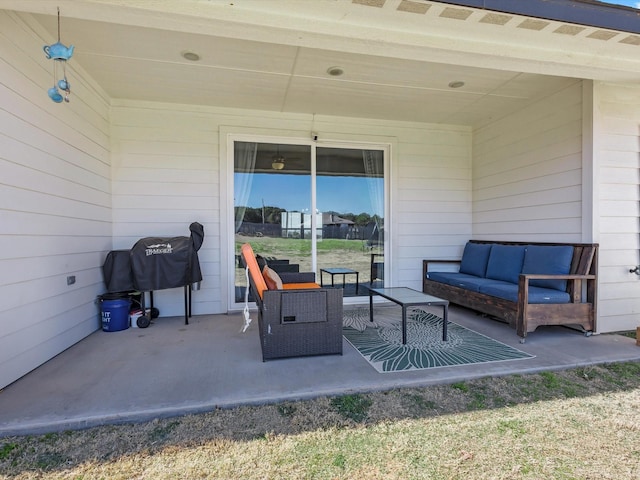 view of patio / terrace featuring grilling area and an outdoor living space