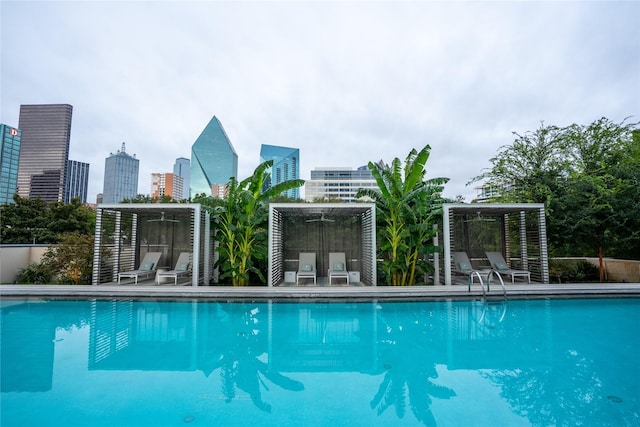 pool with a city view