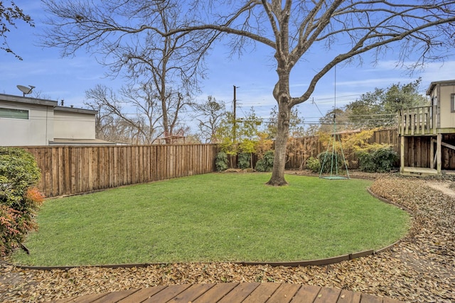 view of yard featuring a fenced backyard