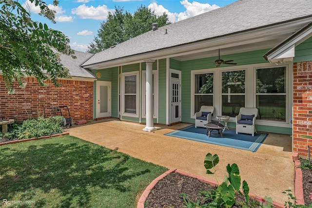 view of patio / terrace featuring a ceiling fan