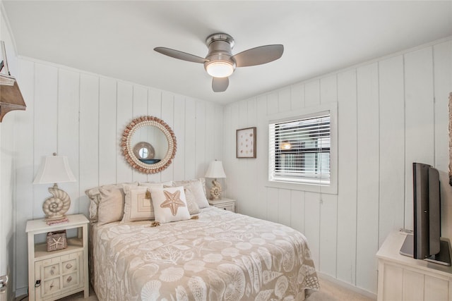 bedroom featuring ceiling fan