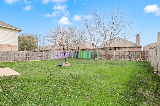 view of yard featuring a fenced backyard