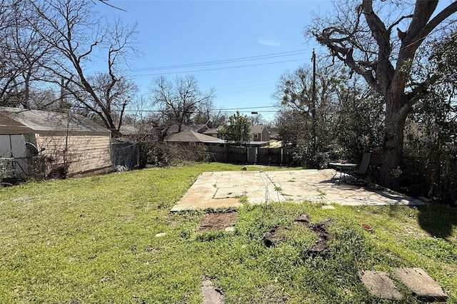 view of yard featuring a fenced backyard and a patio