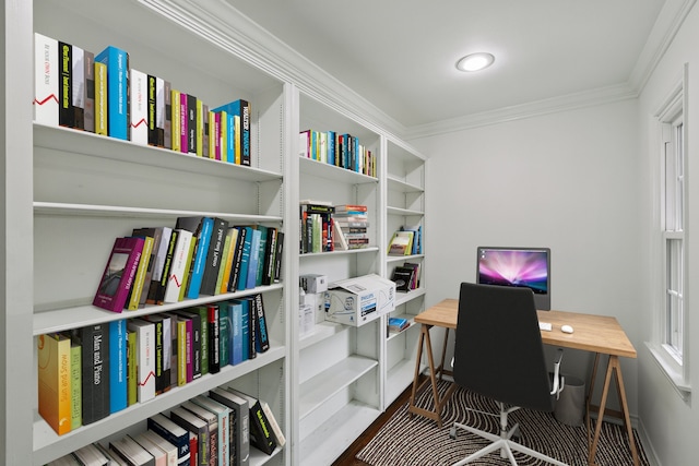 office space featuring ornamental molding