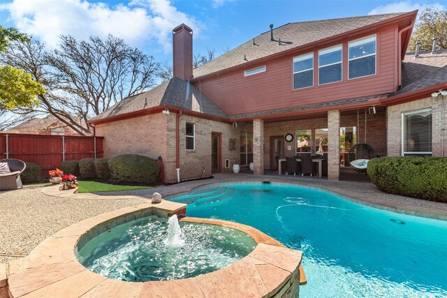 view of pool with a fenced in pool, a patio, and fence