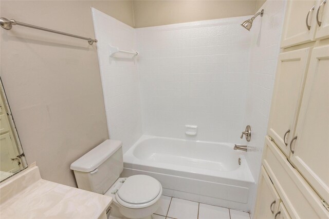 full bath with vanity, toilet, washtub / shower combination, and tile patterned flooring