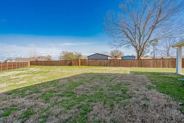 view of yard featuring a fenced backyard