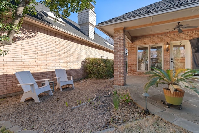 view of patio / terrace featuring ceiling fan