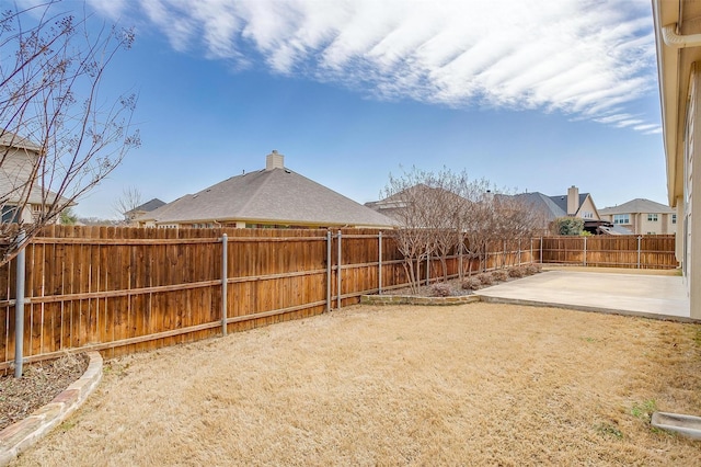 view of yard with a patio and a fenced backyard