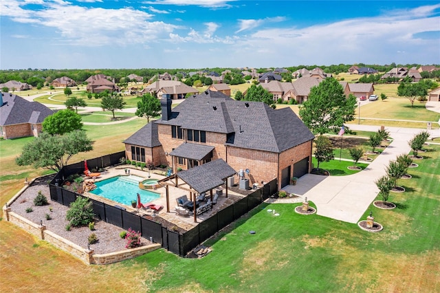 bird's eye view with a residential view