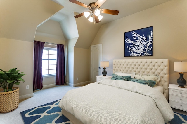 6620 Cedar Grove Dr, North Richland Hills, TX 76182 - carpeted bedroom featuring lofted ceiling, baseboards, and ceiling fan