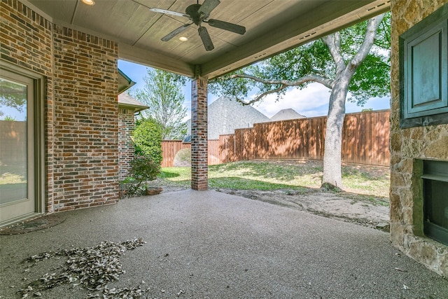 6620 Cedar Grove Dr, North Richland Hills, TX 76182 - view of patio / terrace featuring fence and a ceiling fan