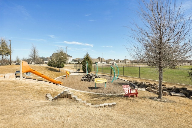 communal playground with fence