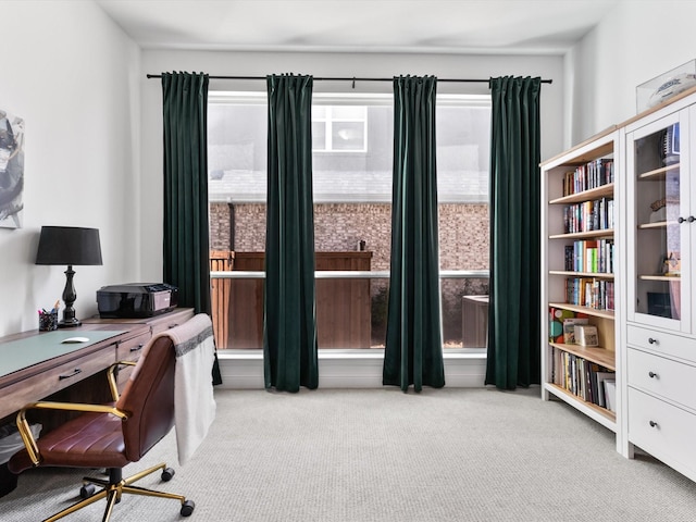 view of carpeted home office