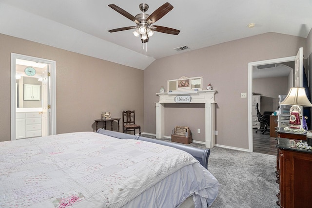400 Goodnight Trl, Justin, TX 76247 - bedroom featuring vaulted ceiling, carpet, and visible vents
