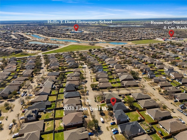 bird's eye view with a residential view