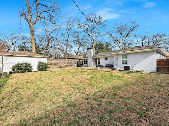 view of yard with a patio area, cooling unit, and fence private yard