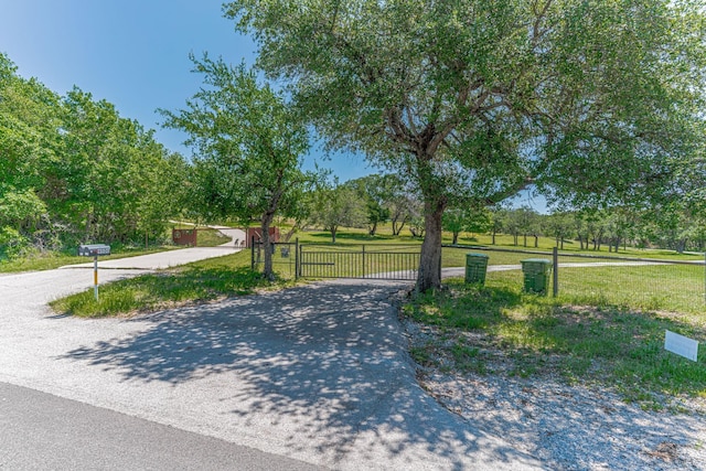 view of home's community featuring a gate, a yard, and driveway