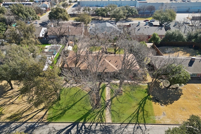 birds eye view of property with a residential view