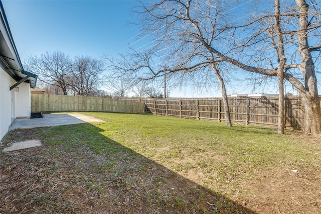 view of yard with a patio and a fenced backyard