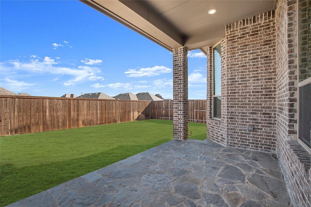 view of patio featuring a fenced backyard