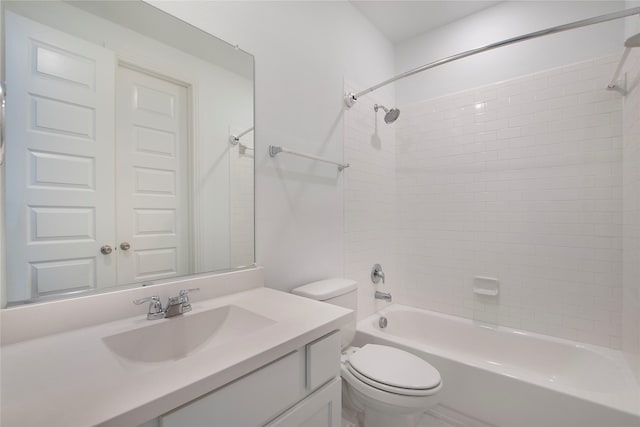 full bathroom with toilet, vanity, and shower / bathing tub combination