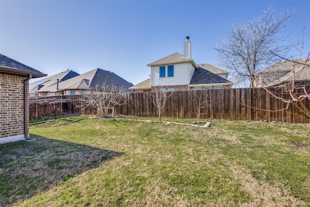 view of yard featuring a fenced backyard