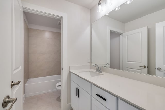 full bath with tile patterned floors, toilet, and vanity