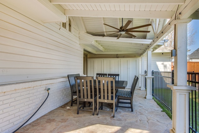 view of patio with ceiling fan