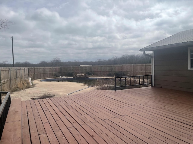 deck featuring a fenced backyard