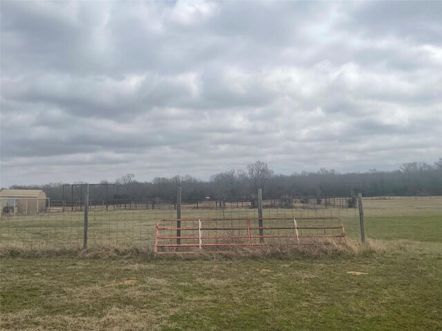 view of yard featuring a rural view and fence