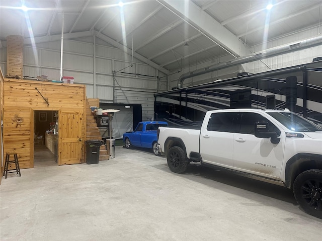 garage featuring metal wall