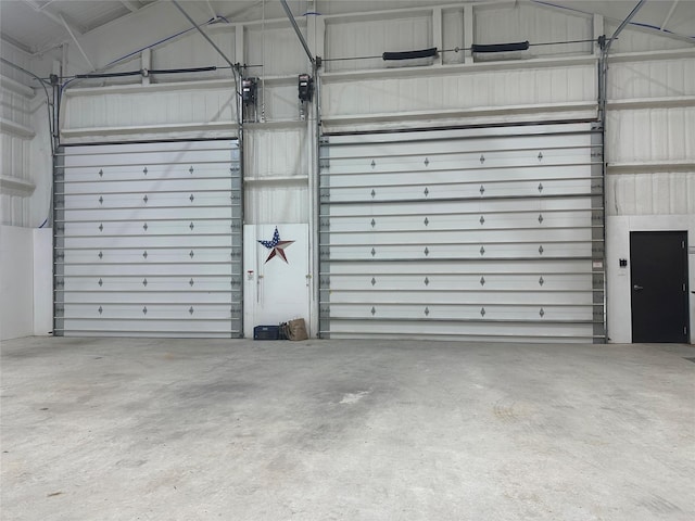 garage with metal wall