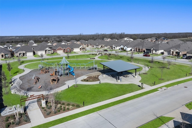 bird's eye view with a residential view